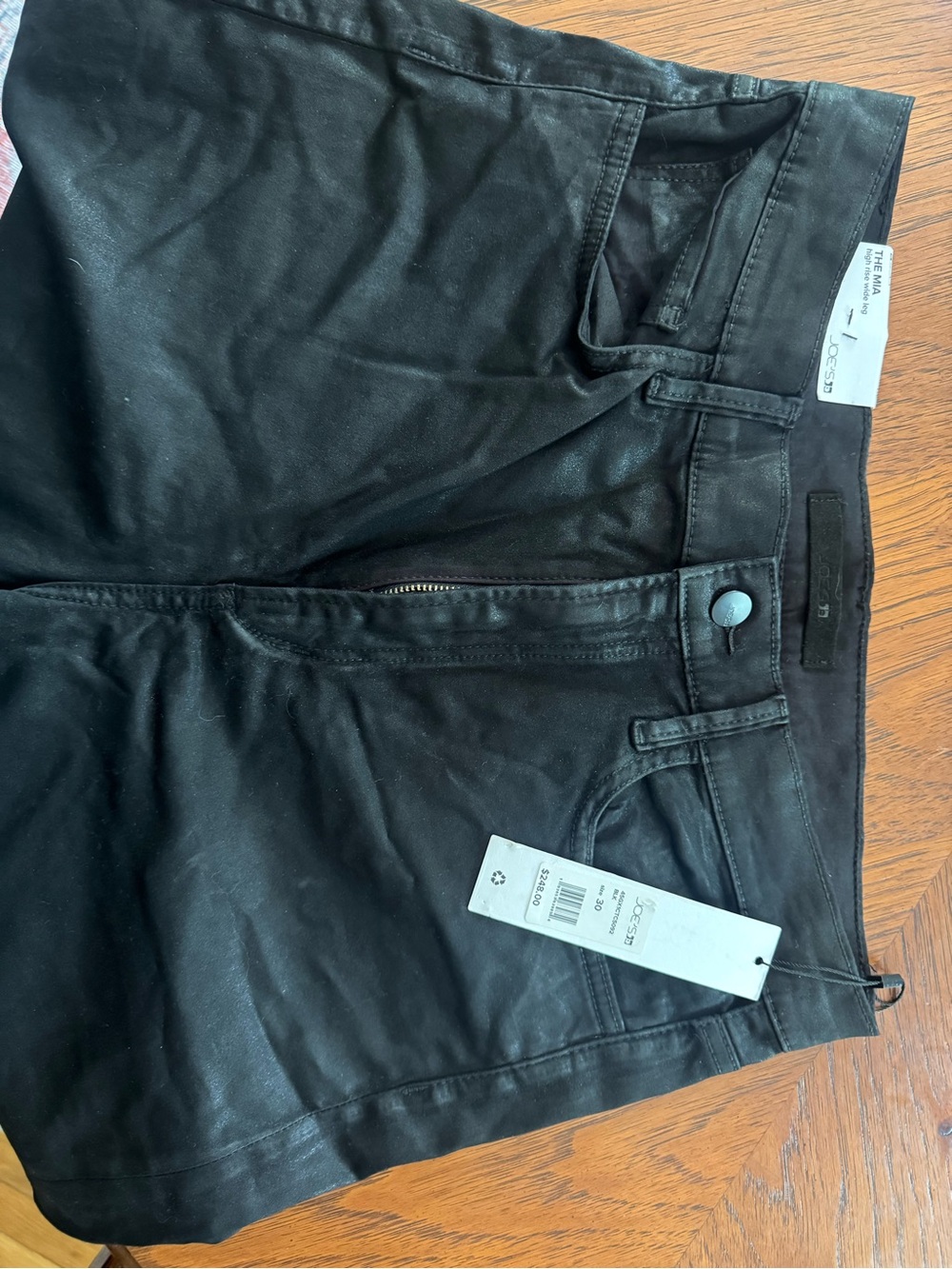 Joe's Jeans Black Mia coated denim size 30 waist